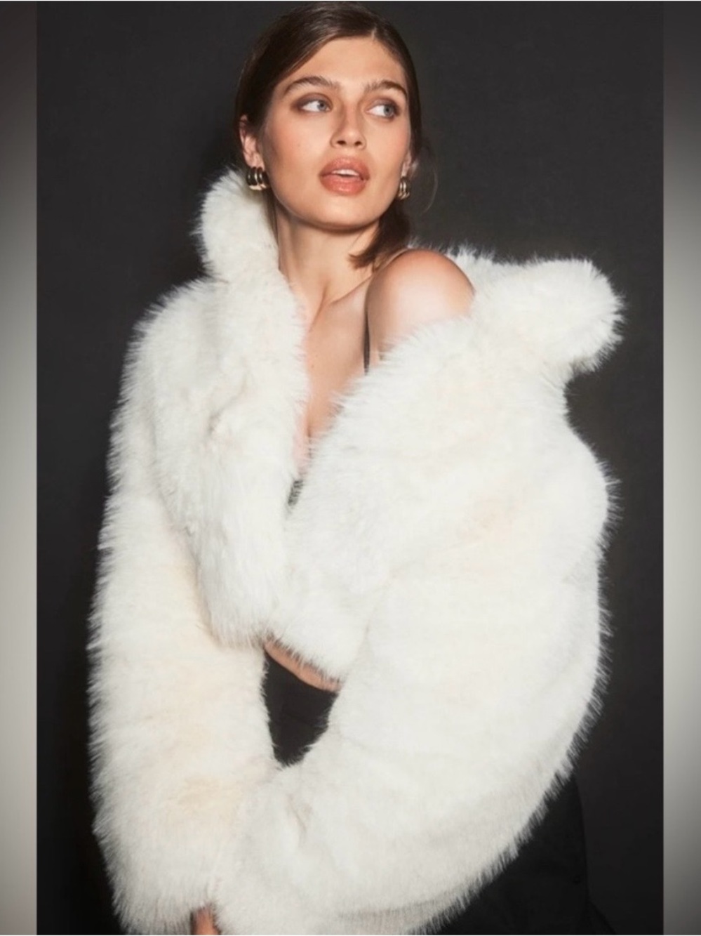 Alo Opulent faux fur cropped jacket in ivory